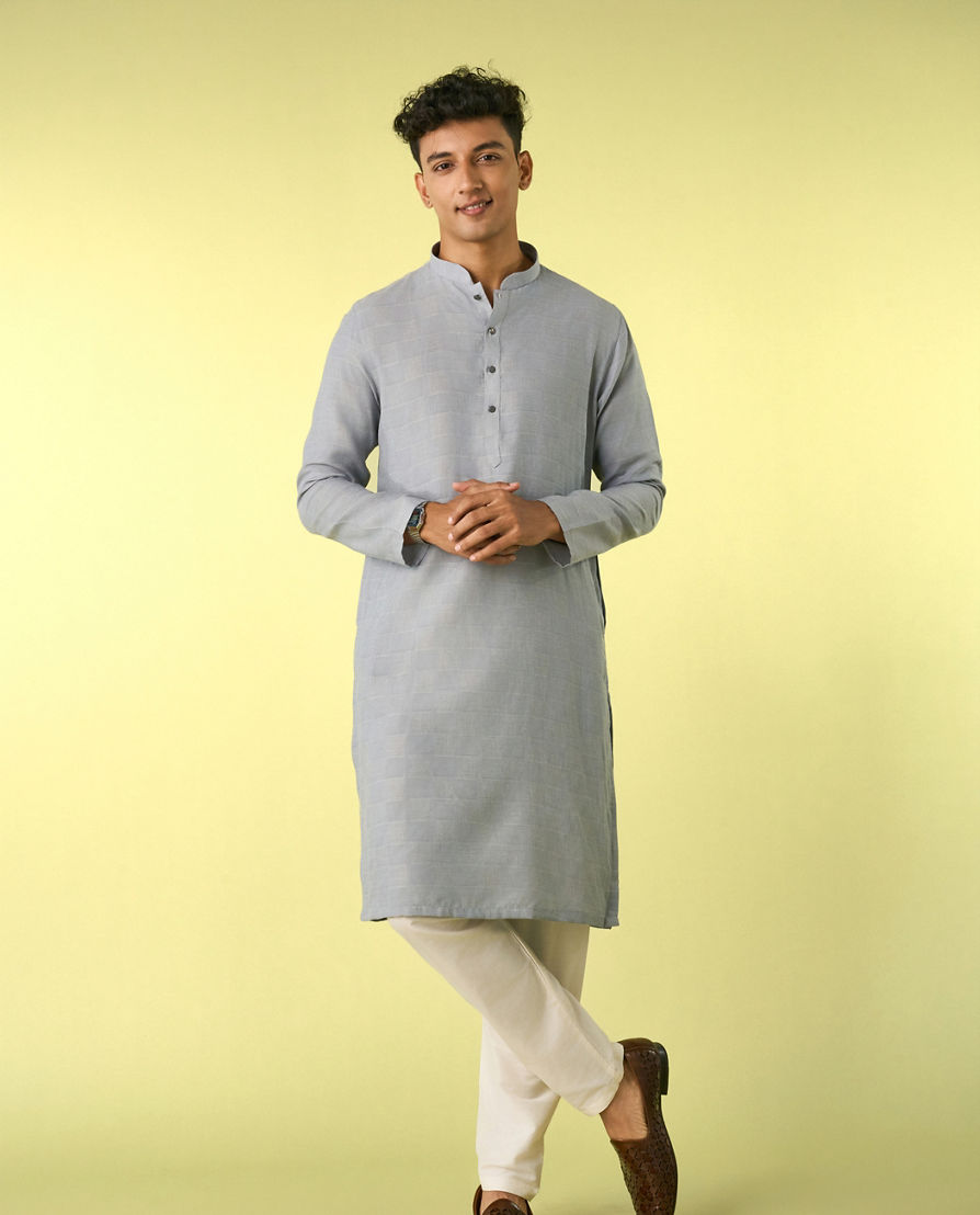 Diwas Men Light Grey Elegance Kurta