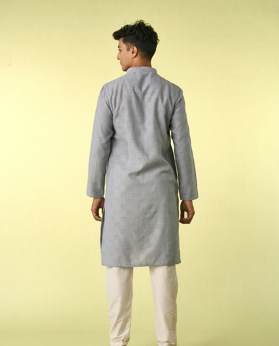 Diwas Men Light Grey Elegance Kurta