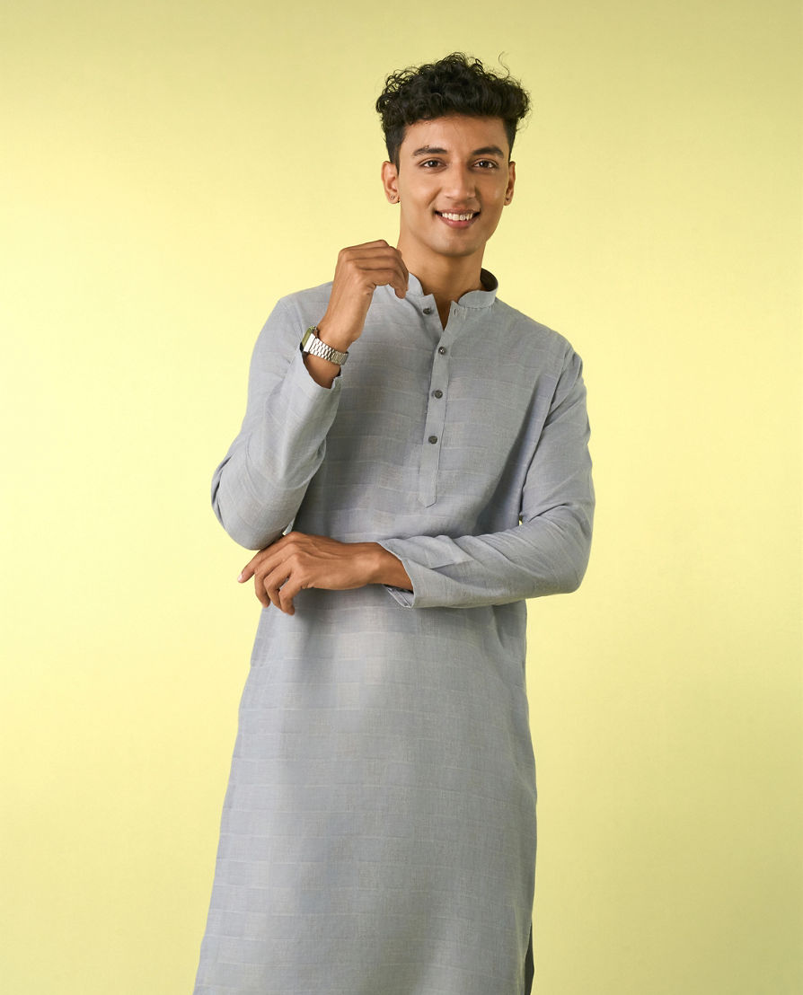 Diwas Men Light Grey Elegance Kurta