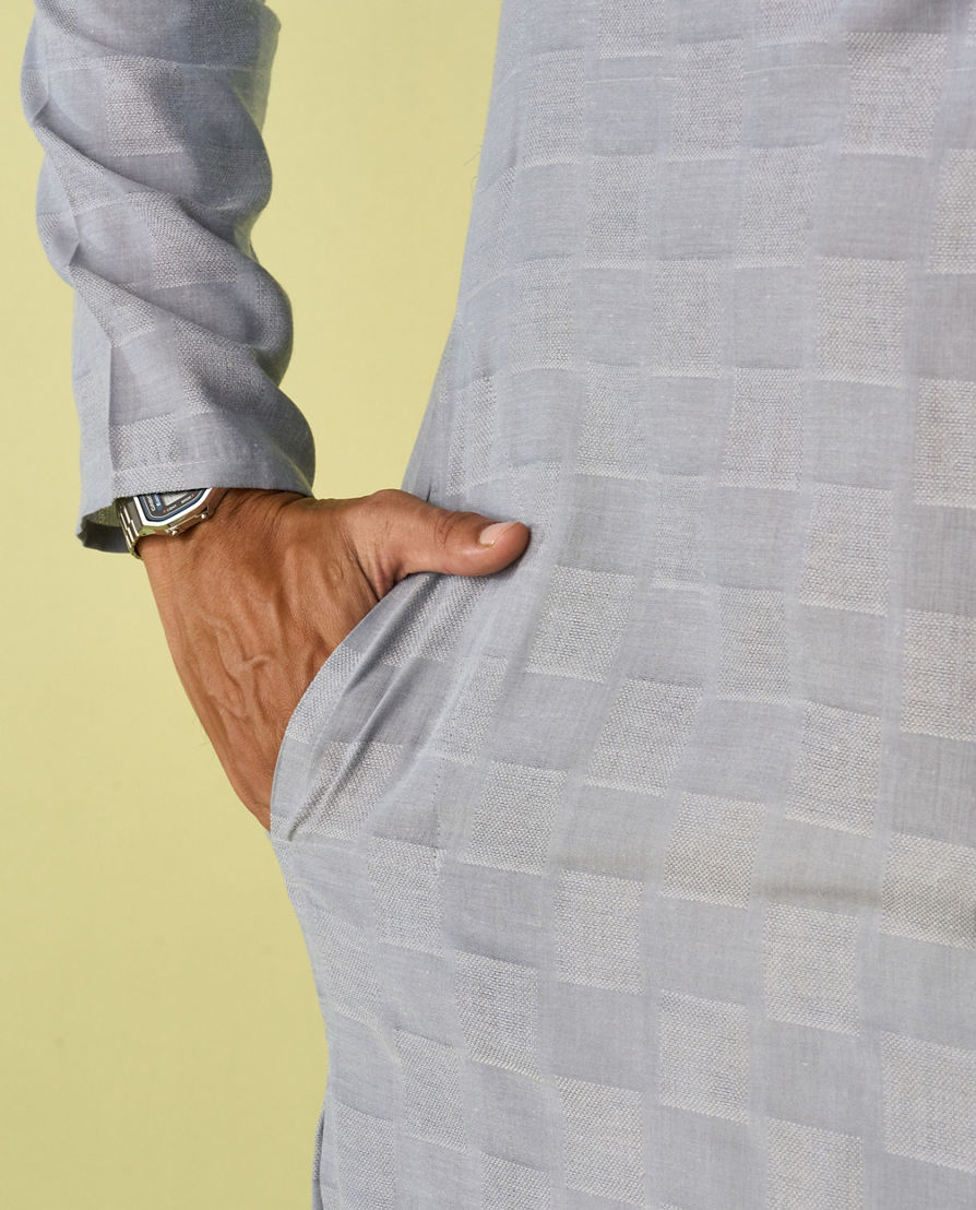 Diwas Men Light Grey Elegance Kurta