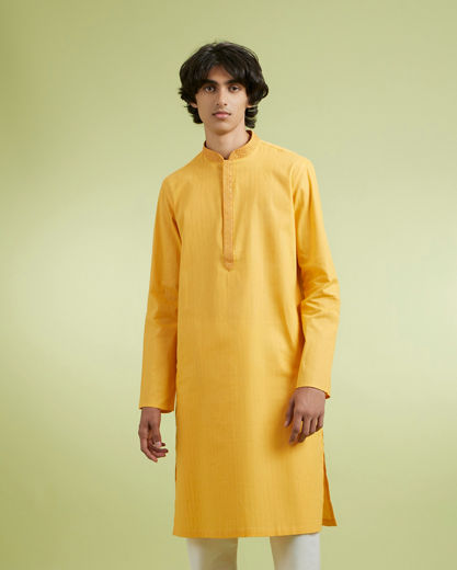 Diwas Men Mellow Mustard Cotton Kurta
