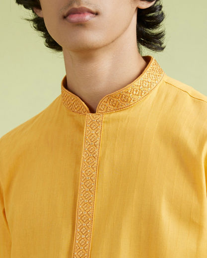 Diwas Men Mellow Mustard Cotton Kurta