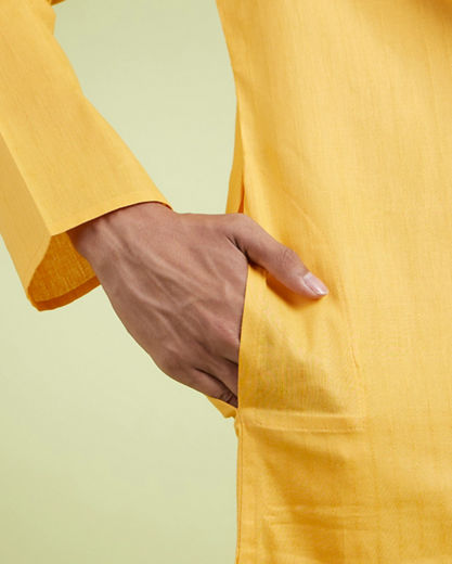 Diwas Men Mellow Mustard Cotton Kurta