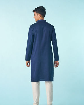 Diwas Men Dark Blue Jacquard Kurta