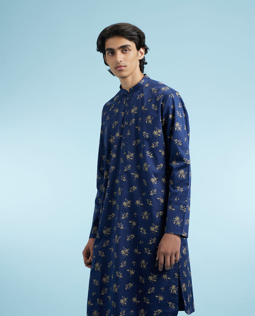 Diwas Men Festive Dark Blue Kurta for Celebration