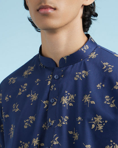 Diwas Men Festive Dark Blue Kurta for Celebration