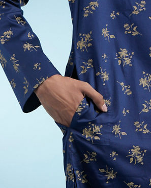 Diwas Men Festive Dark Blue Kurta for Celebration