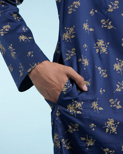 Diwas Men Festive Dark Blue Kurta for Celebration