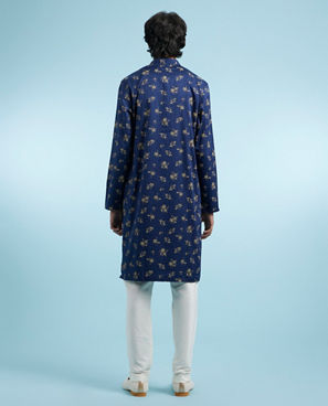 Diwas Men Festive Dark Blue Kurta for Celebration