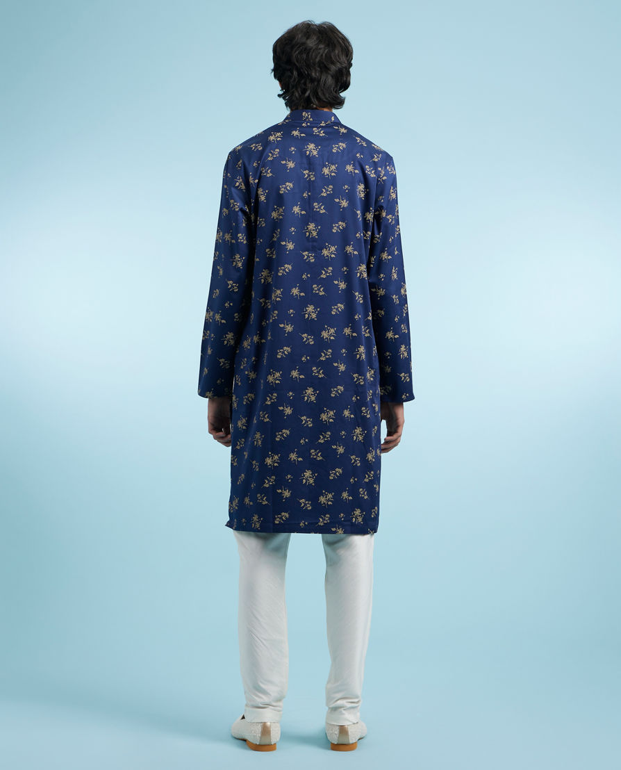 Diwas Men Festive Dark Blue Kurta for Celebration