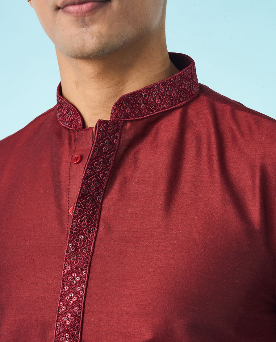 Diwas Men Maroon Royal Kurta
