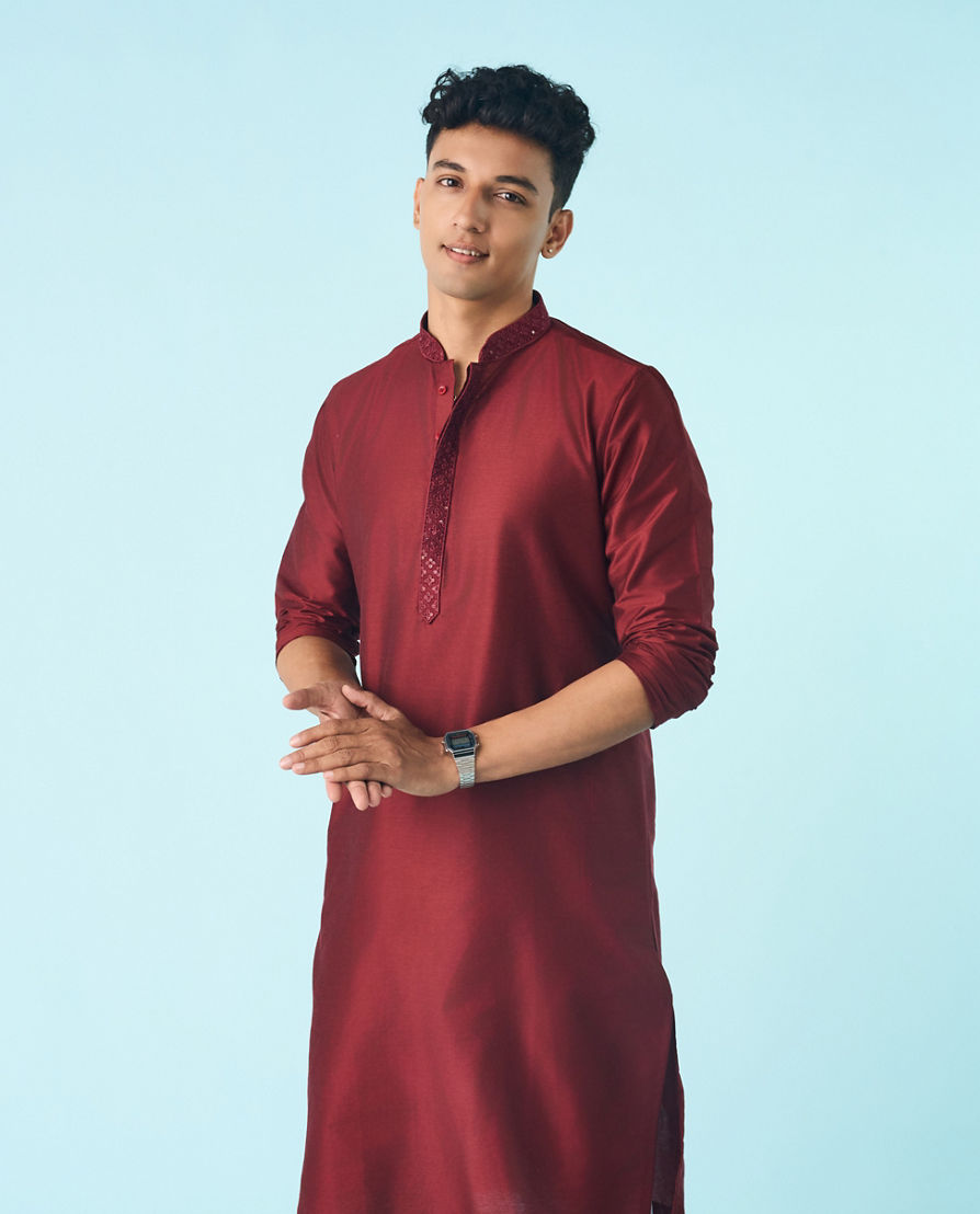 Diwas Men Maroon Royal Kurta