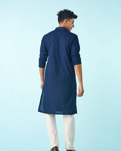 Diwas Men Dark Blue Regal Radiance Kurta