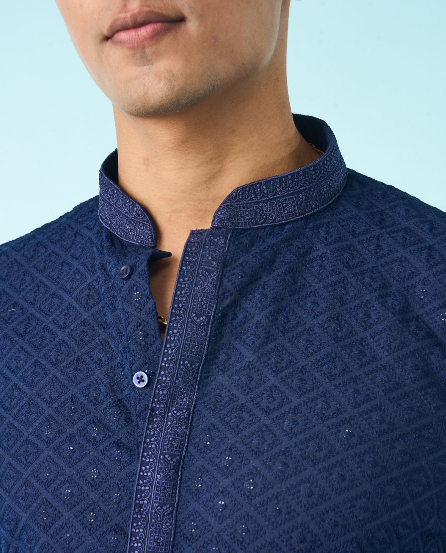 Diwas Men Dark Blue Regal Radiance Kurta