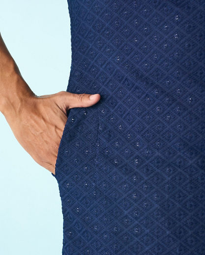 Diwas Men Dark Blue Regal Radiance Kurta