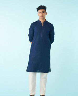 Diwas Men Dark Blue Regal Radiance Kurta