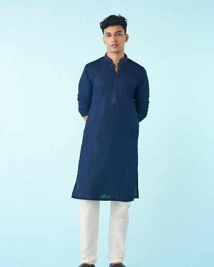 Diwas Men Dark Blue Regal Radiance Kurta