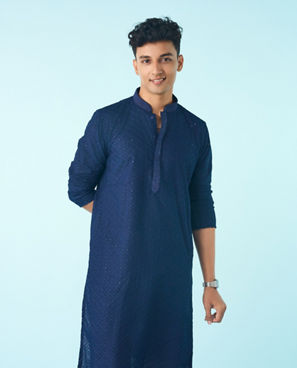 Diwas Men Dark Blue Regal Radiance Kurta