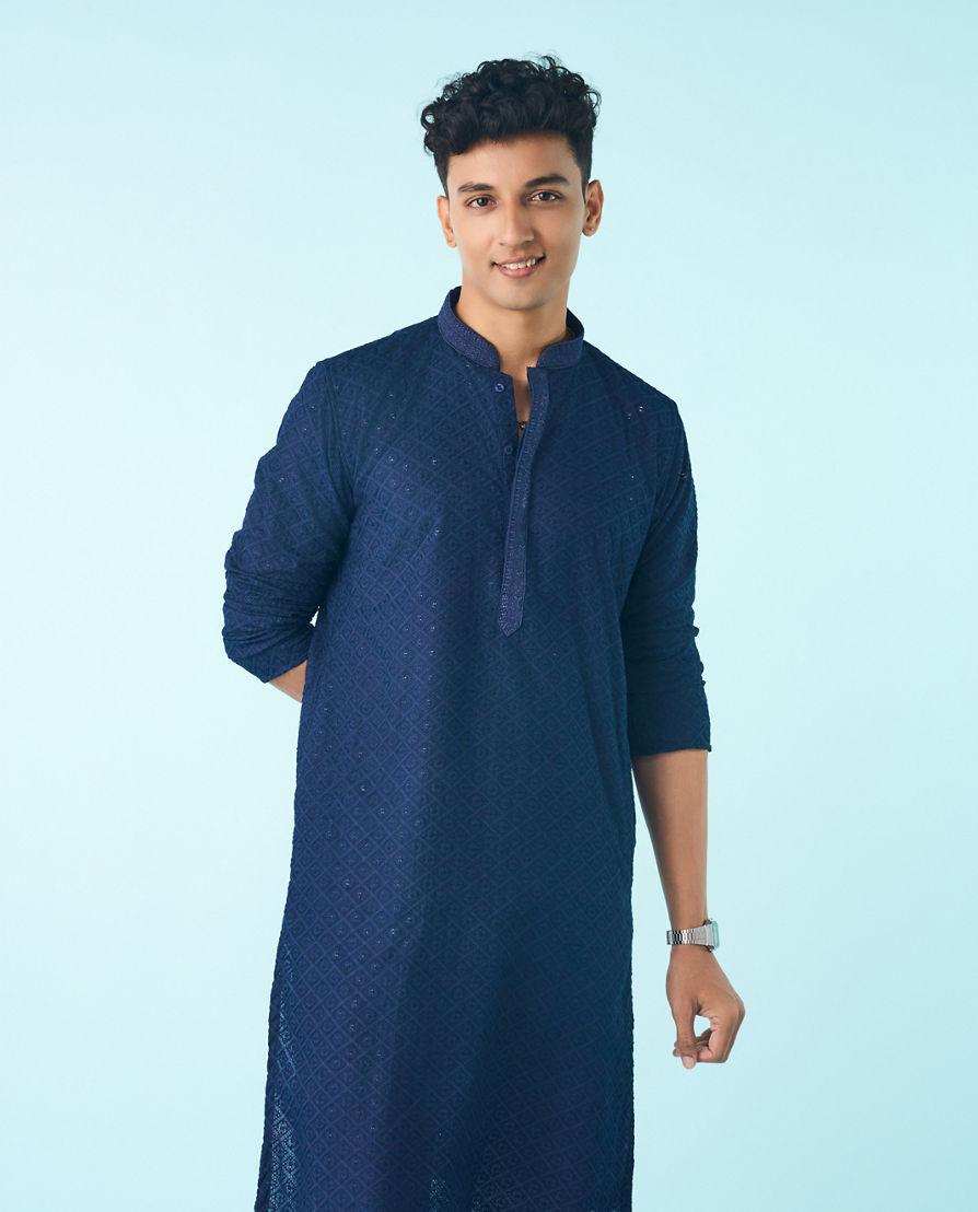 Diwas Men Dark Blue Regal Radiance Kurta