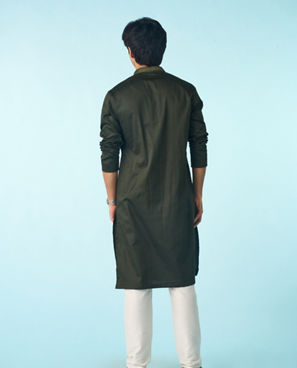 Diwas Men Olive Green Elegance Kurta