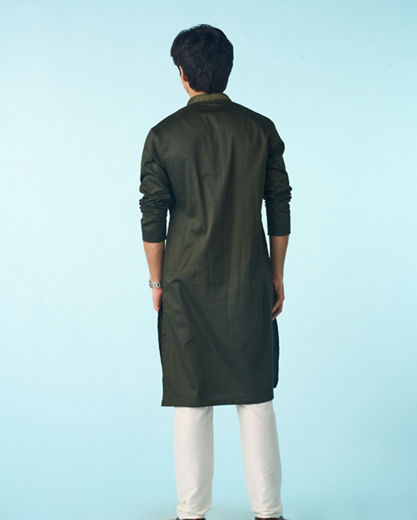 Diwas Men Olive Green Elegance Kurta