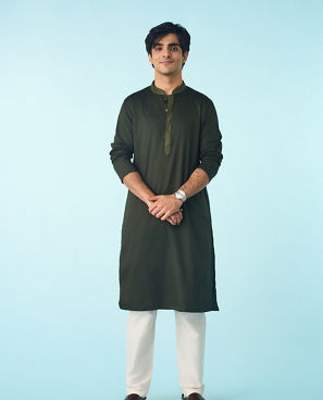 Diwas Men Olive Green Elegance Kurta