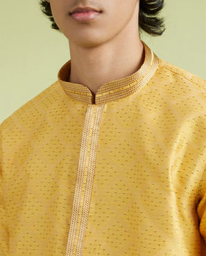 Diwas Men Yellow Art Silk Kurta