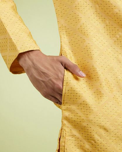 Diwas Men Yellow Art Silk Kurta