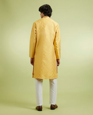 Diwas Men Yellow Art Silk Kurta