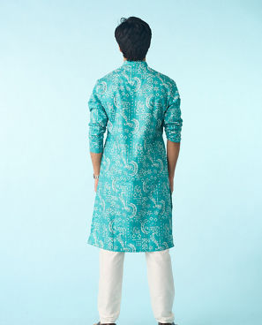 Diwas Men Teal Green Regal Kurta