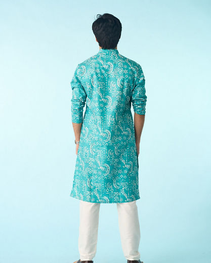 Diwas Men Teal Green Regal Kurta
