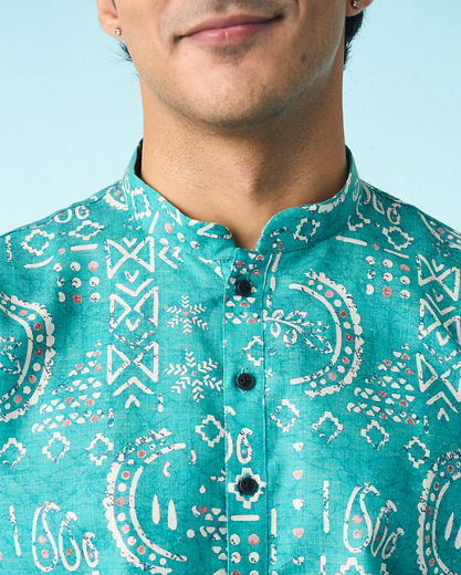 Diwas Men Teal Green Regal Kurta