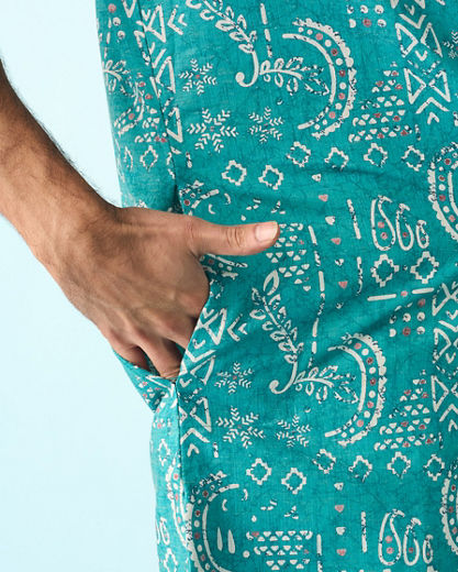 Diwas Men Teal Green Regal Kurta