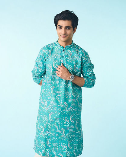 Diwas Men Teal Green Regal Kurta