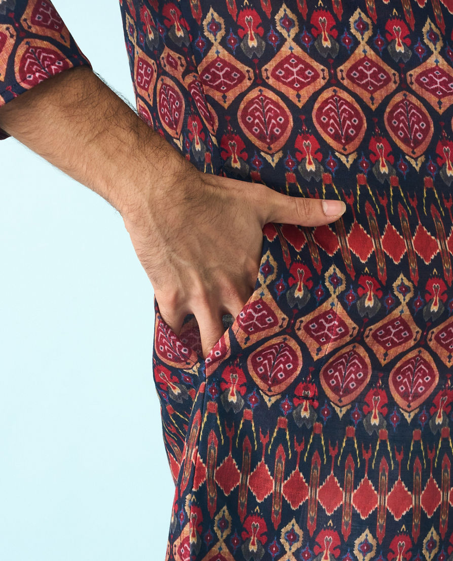 Diwas Men Dark Blue Enthralling Kurta