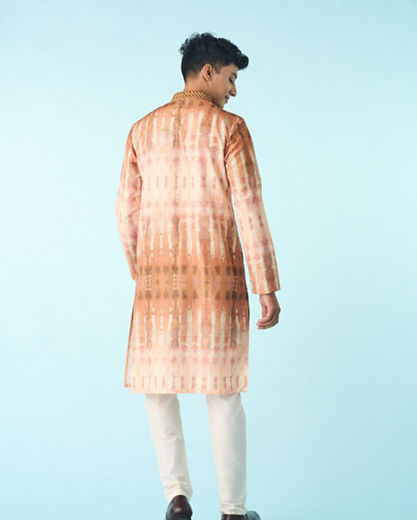 Diwas Men Mustard Art Silk Kurta