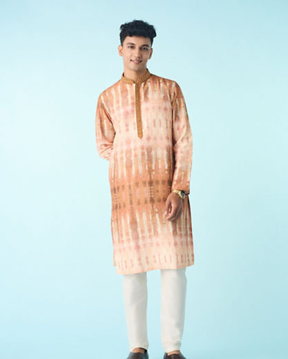 Diwas Men Mustard Art Silk Kurta