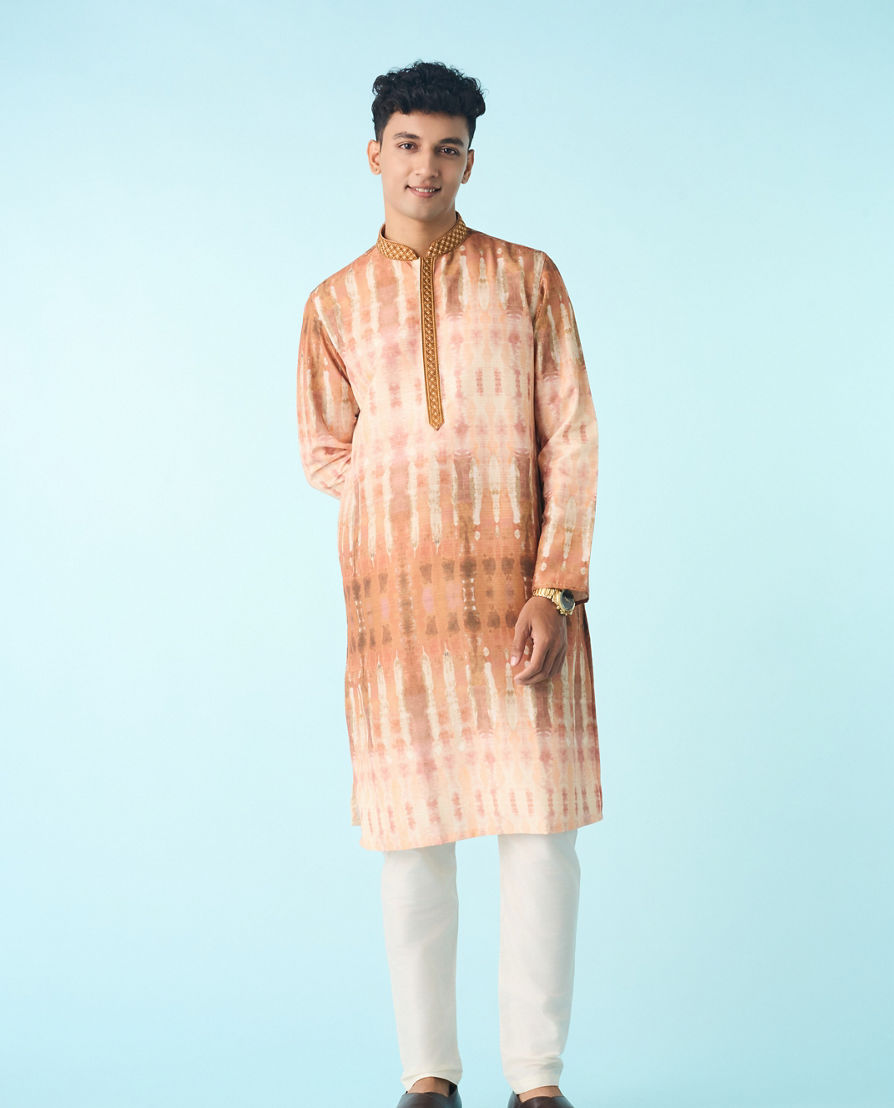 Diwas Men Mustard Art Silk Kurta