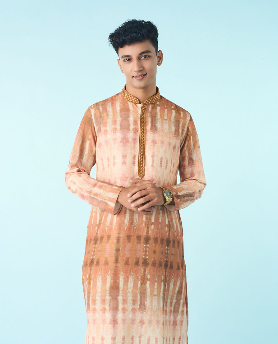 Diwas Men Mustard Art Silk Kurta
