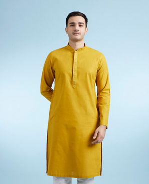 Diwas Men Vibrant Mustard Kurta