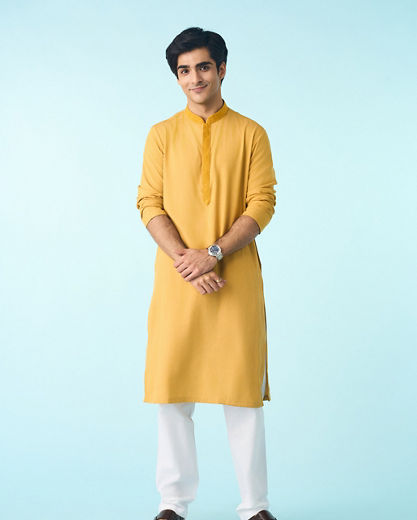 Diwas Men Regal Mustard Kurta