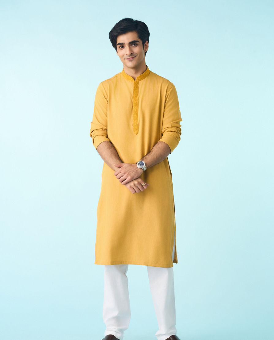 Diwas Men Regal Mustard Kurta