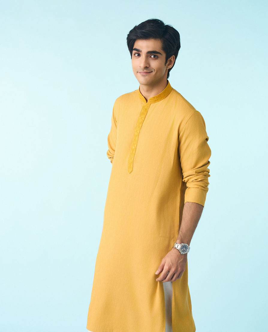 Diwas Men Regal Mustard Kurta