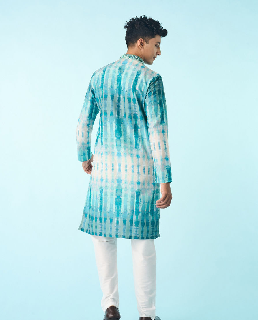 Diwas Men Aqua Green Elegance Kurta