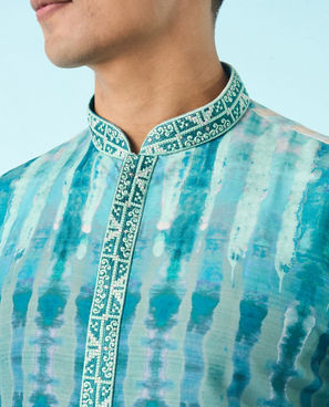 Diwas Men Aqua Green Elegance Kurta