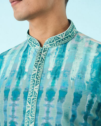 Diwas Men Aqua Green Elegance Kurta