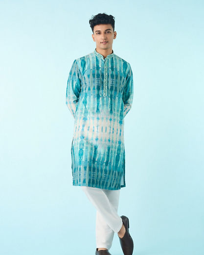 Diwas Men Aqua Green Elegance Kurta