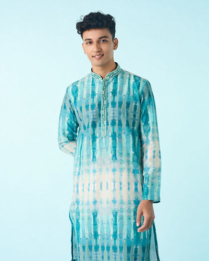 Diwas Men Aqua Green Elegance Kurta