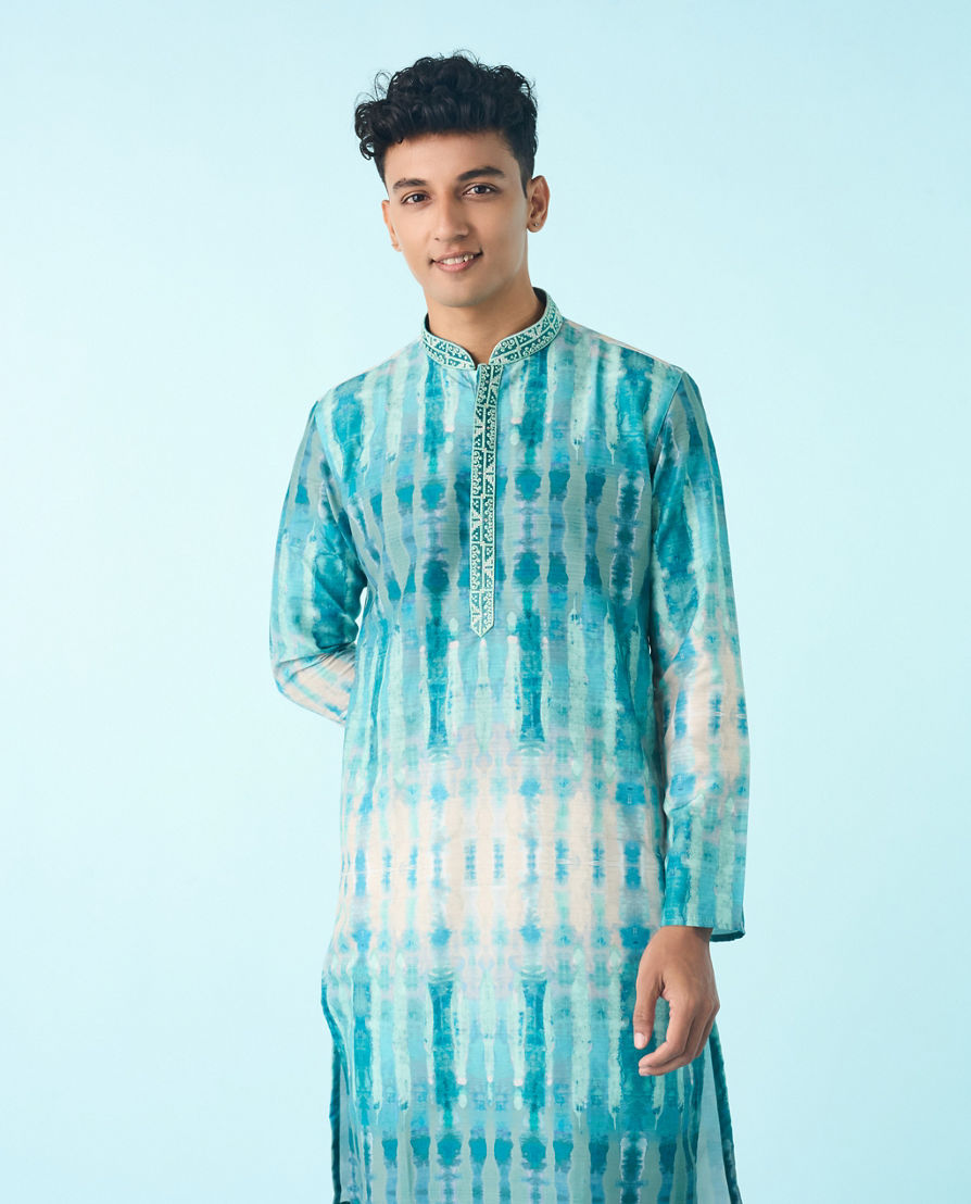 Diwas Men Aqua Green Elegance Kurta