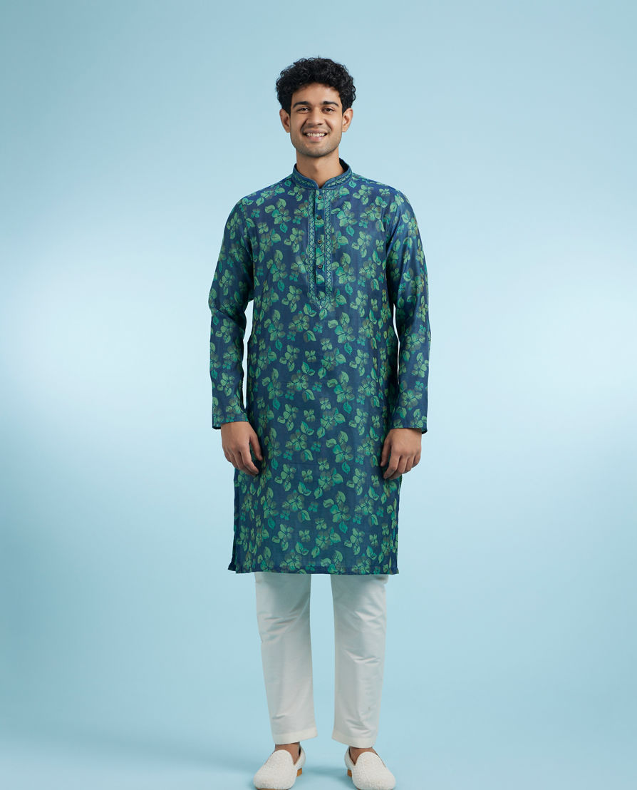 Diwas Men Mid Blue Extravagance Kurta